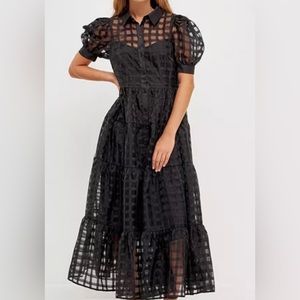 Anthropologie English Factory Dress Black Size Large NWT